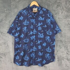 RSVLTS Pixar Shirt Mens 3XL Blue Disney Finding Nemo Fish Button Down Hawaiian